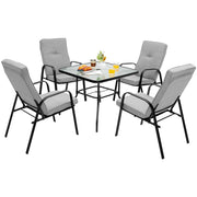 5 Pieces Outdoor Dining Set with 4 Stackable Chair and High-Back Cushions