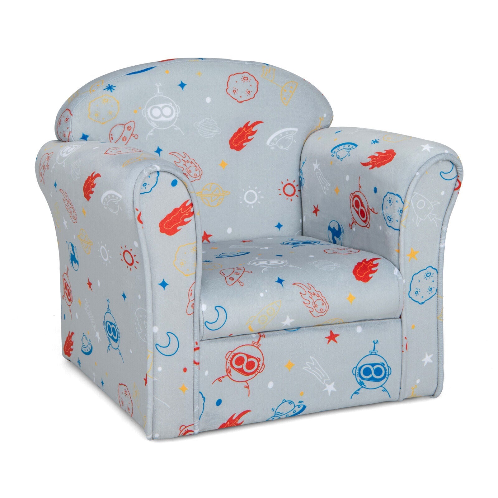 Toddler Upholstered Armchair with Solid Wooden Frame and High-density Sponge Filling-Blue