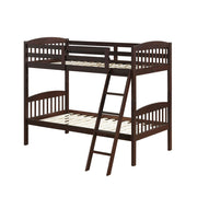 Solid Wood Twin Bunk Beds with Detachable Ladder-Coffee