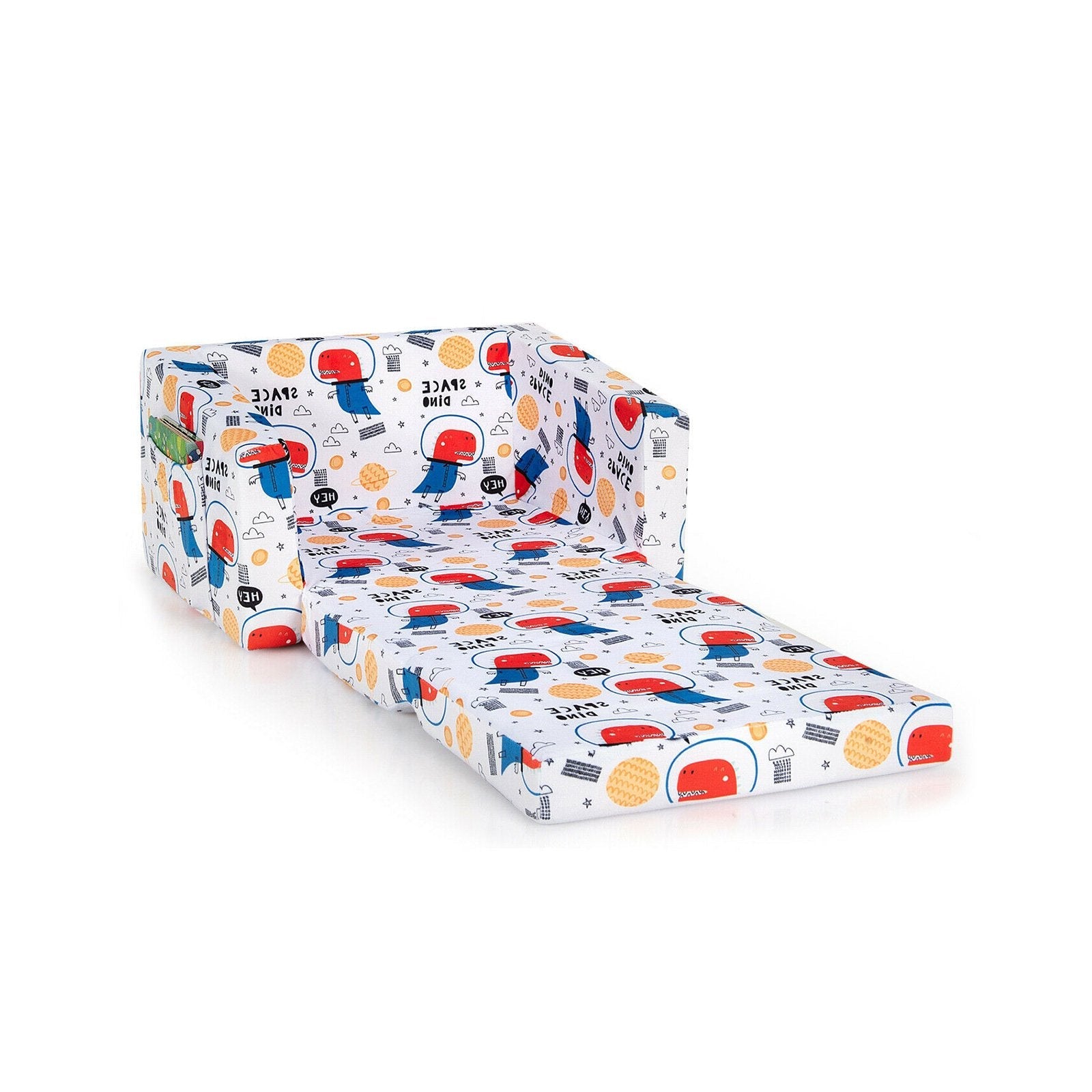 2-in-1 Convertible Kids Sofa with Velvet Fabric-Blue