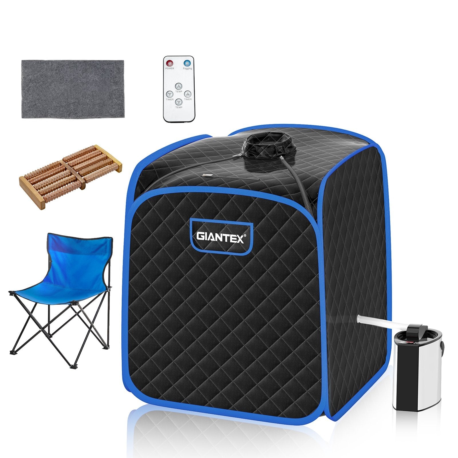Portable Personal Steam Sauna Spa with Steamer Chair-Black
