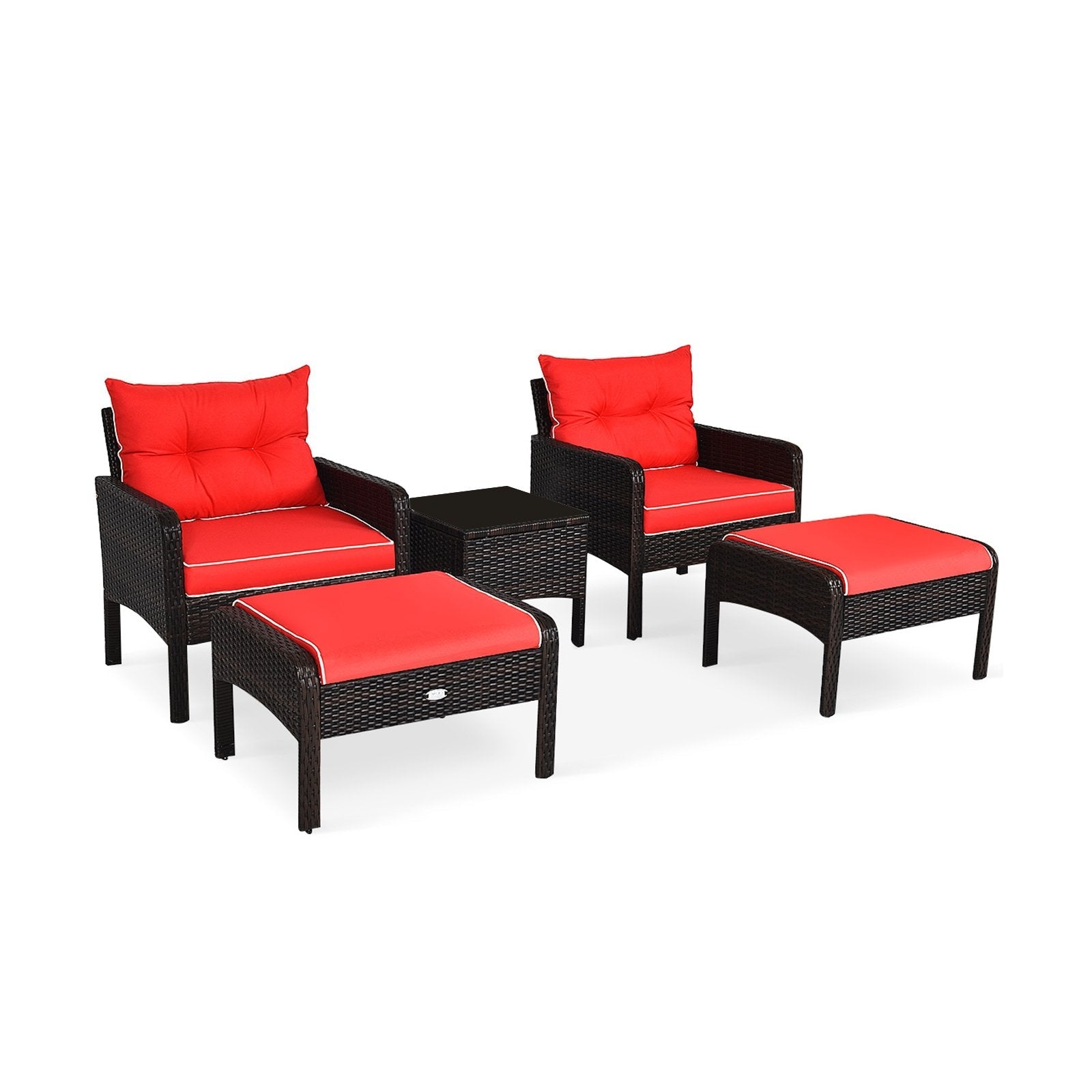 5 Pcs Patio Rattan Wicker Sofa Furniture Set