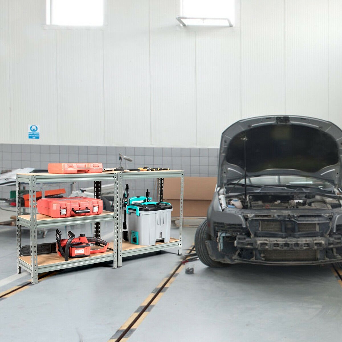 5-Tier Steel Shelving Unit Storage Shelves Heavy Duty Storage Rack-Blue