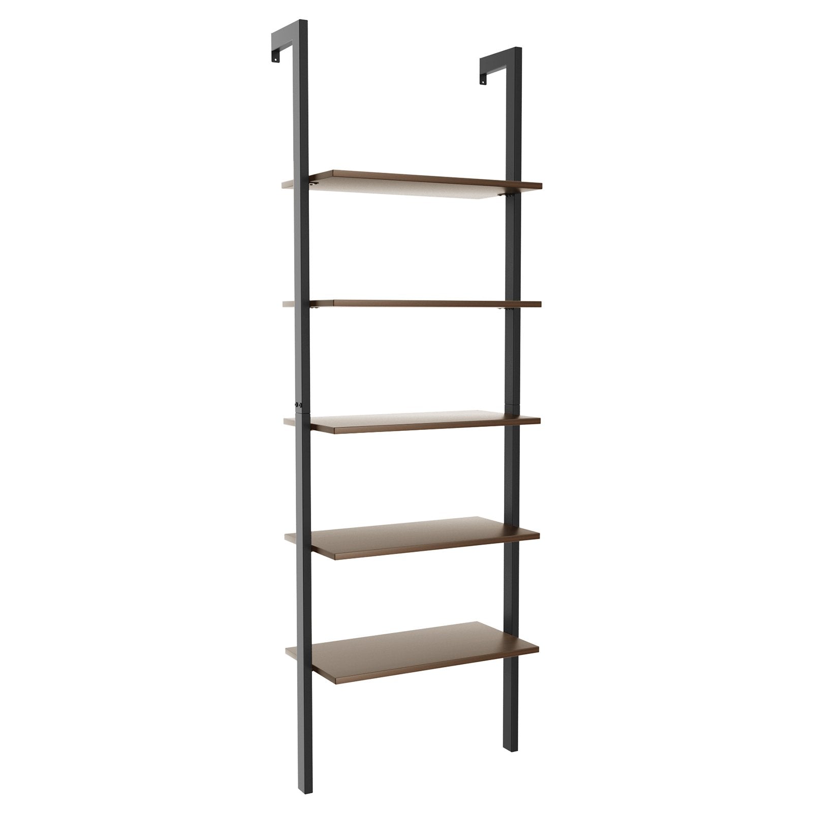 5-Tier Wood Look Ladder Shelf with Metal Frame for Home-Bronze