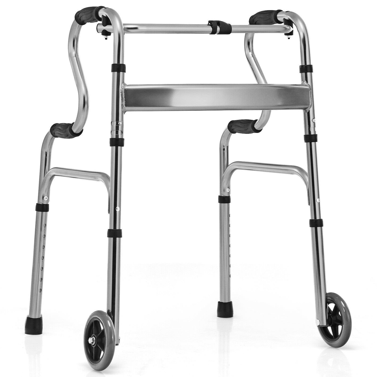 Aluminum Heavy-Duty Folding Wheeled Stand-Assist Walker-Blue