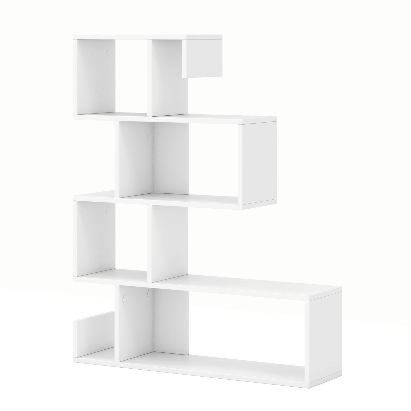 5-Tier S-Shaped Bookshelf Geometric Z-Shelf Bookcase with Open Cubes-Black
