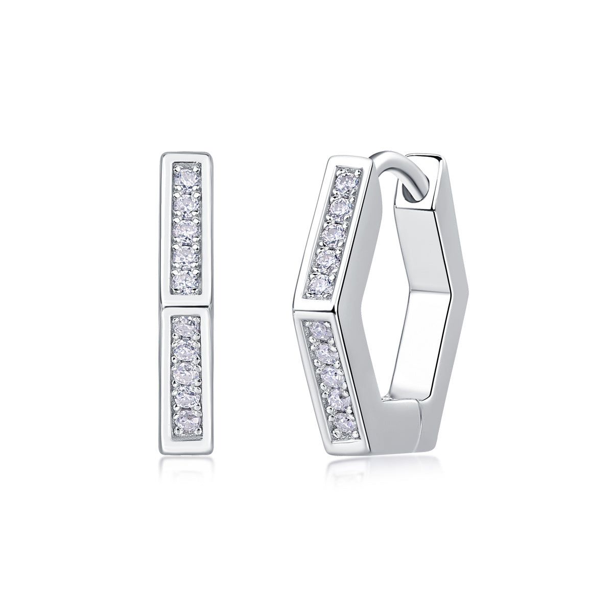 State Of Mind - Fashionable And Luxurious Diamond Jewelry Set With Moissanite S925 Sterling Silver And Platinum-plated Stud Earrings