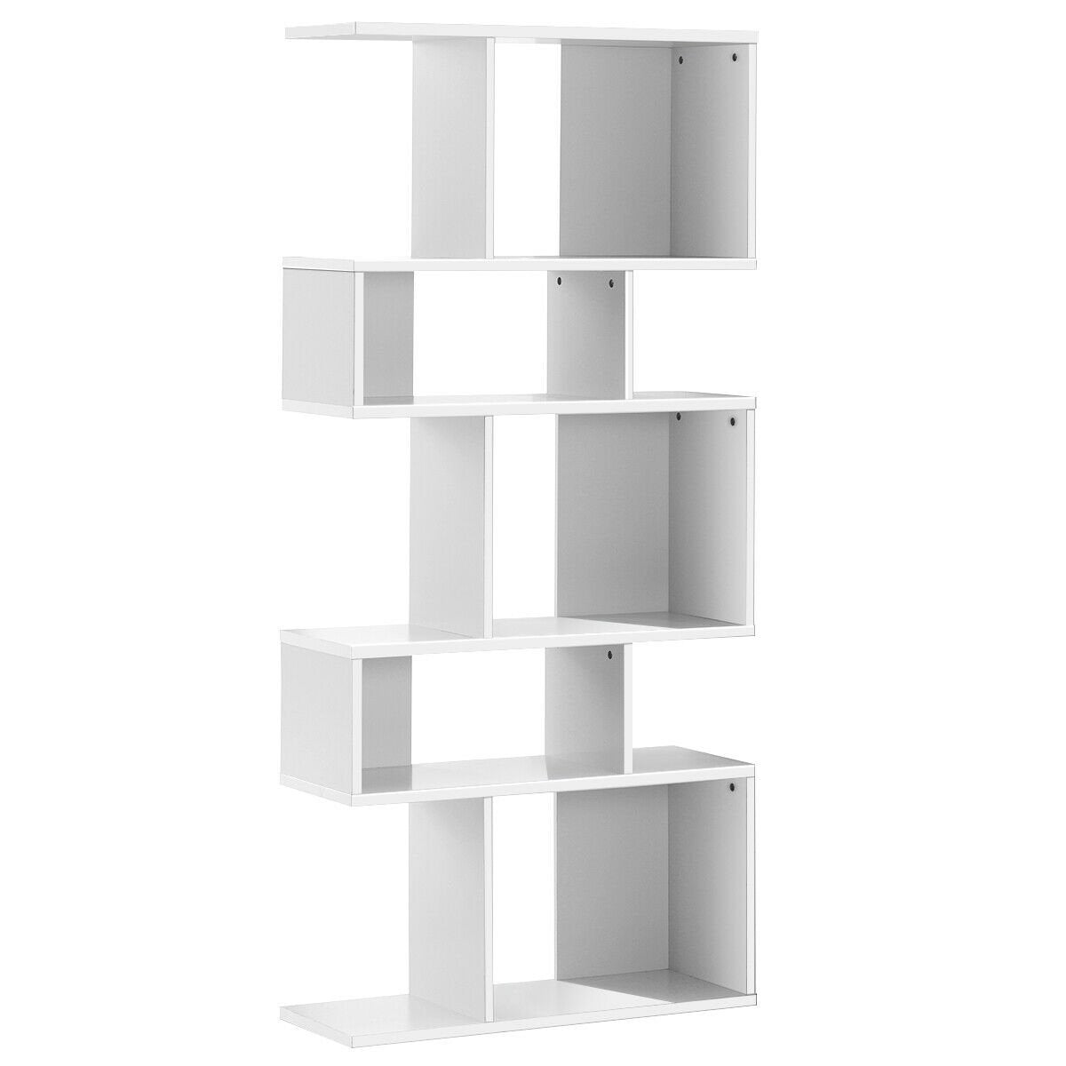 5 Cubes Ladder Shelf Corner Bookshelf Display Rack Bookcase-Black