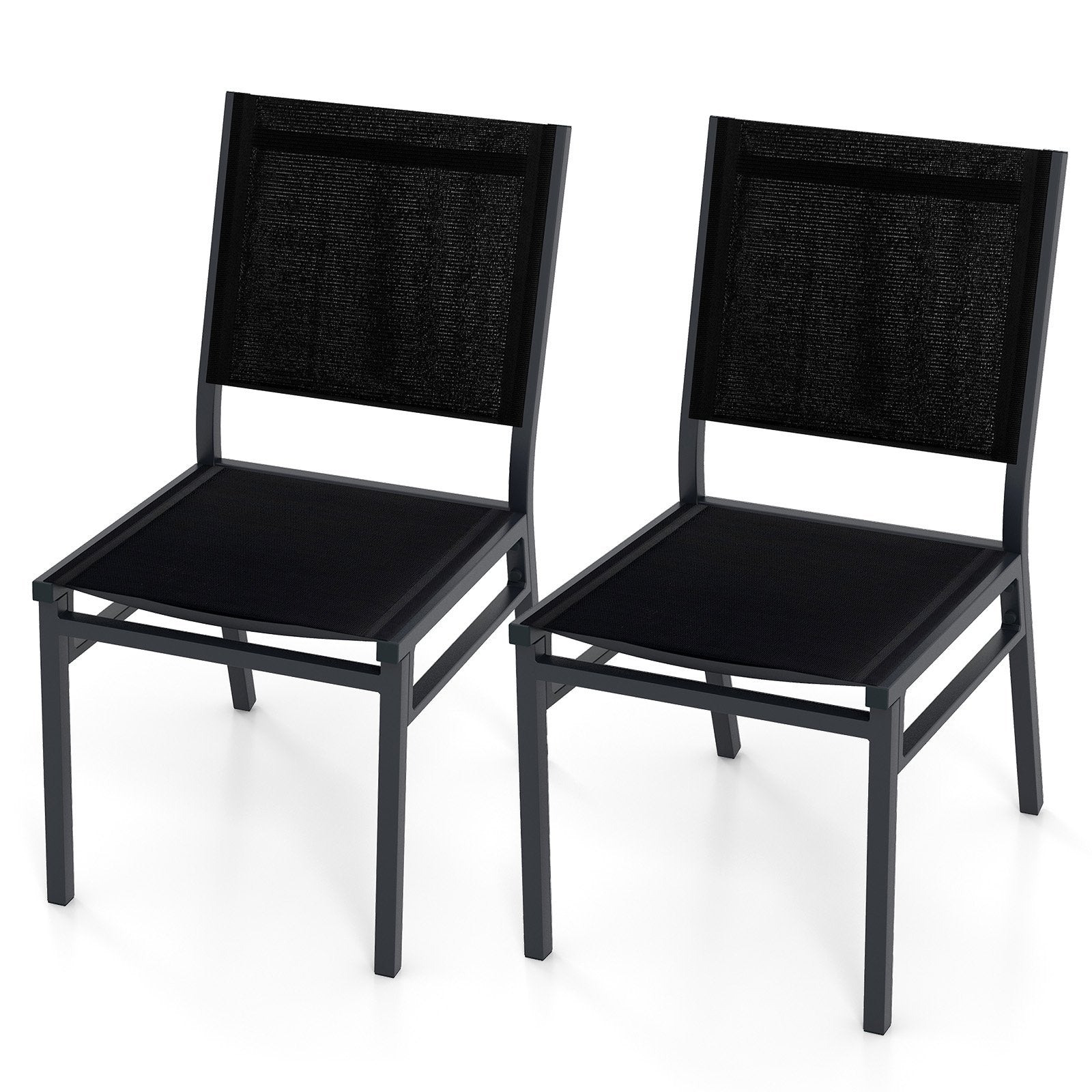 Outdoor Dining Chairs with Breathable Seat and Backrest for Backyard Porch Poolside-1 Piece