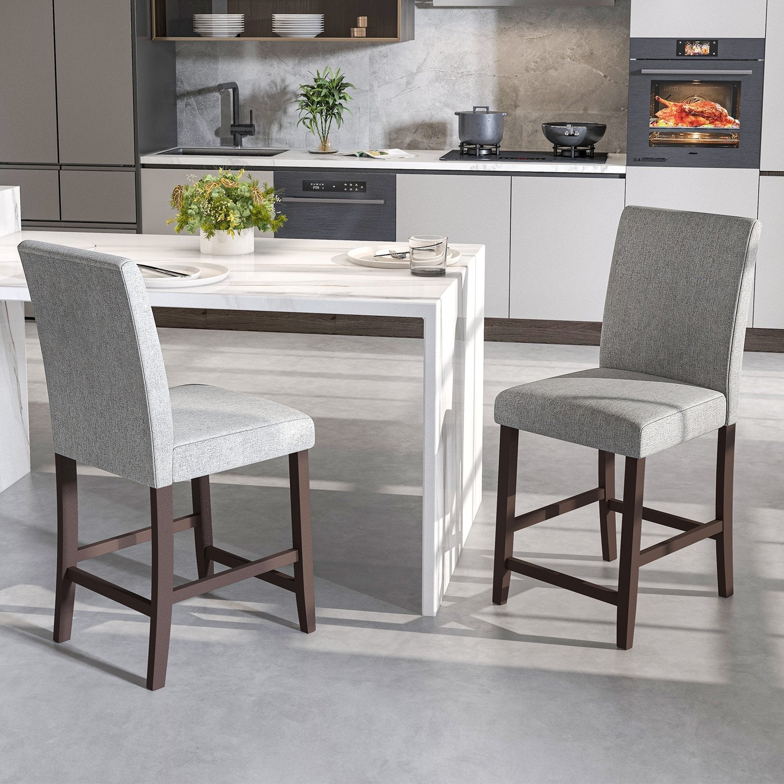 25 Inch Counter Height Set of 2 Bar Stools-Black