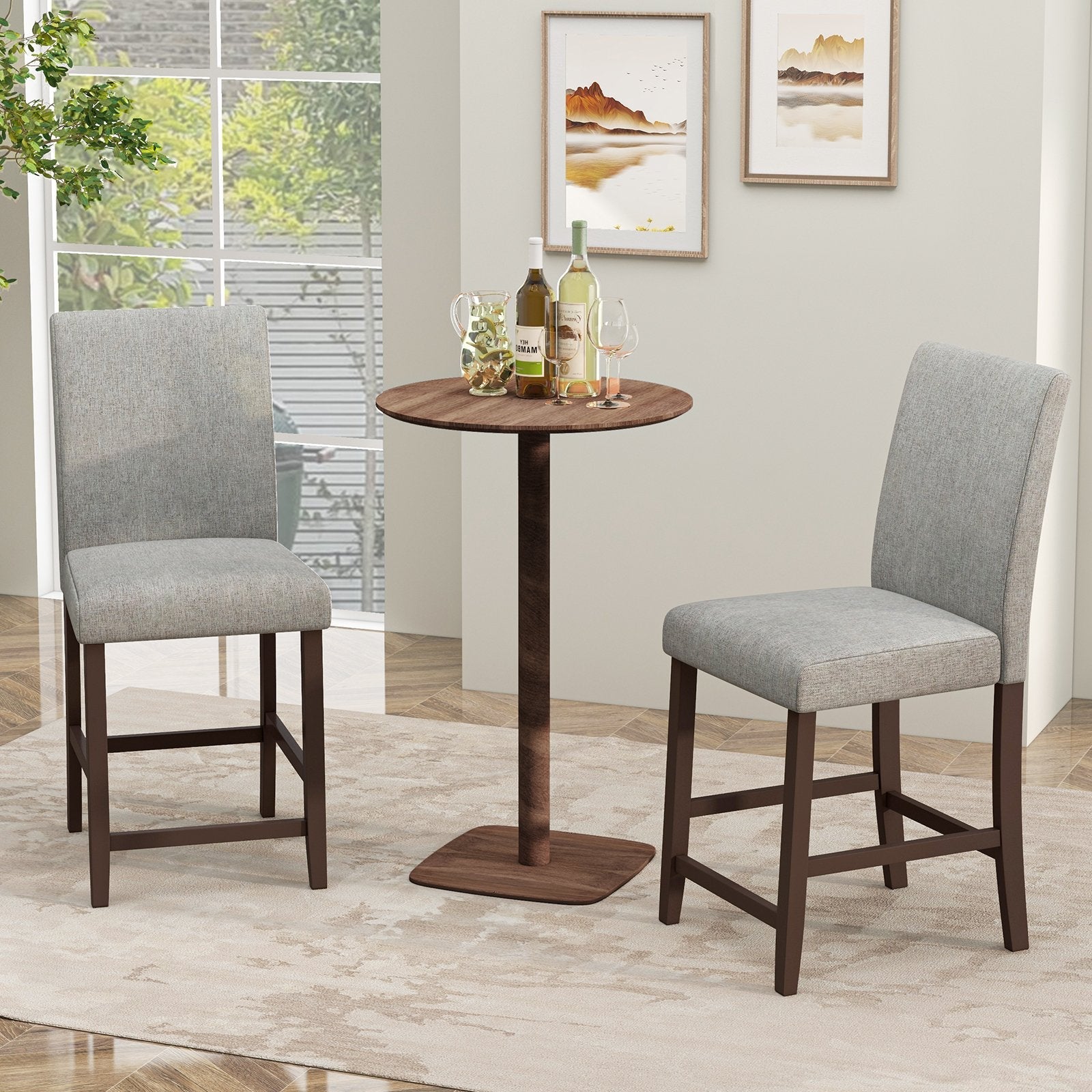 25 Inch Counter Height Set of 2 Bar Stools-Black