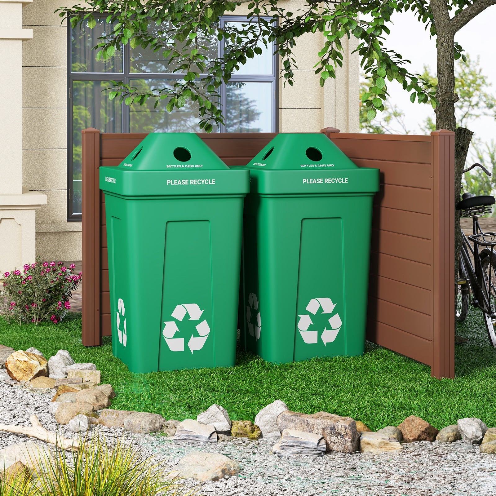 Outdoor PVC Privacy Screens Fence Panels with 20 Inch Long Stakes-Black