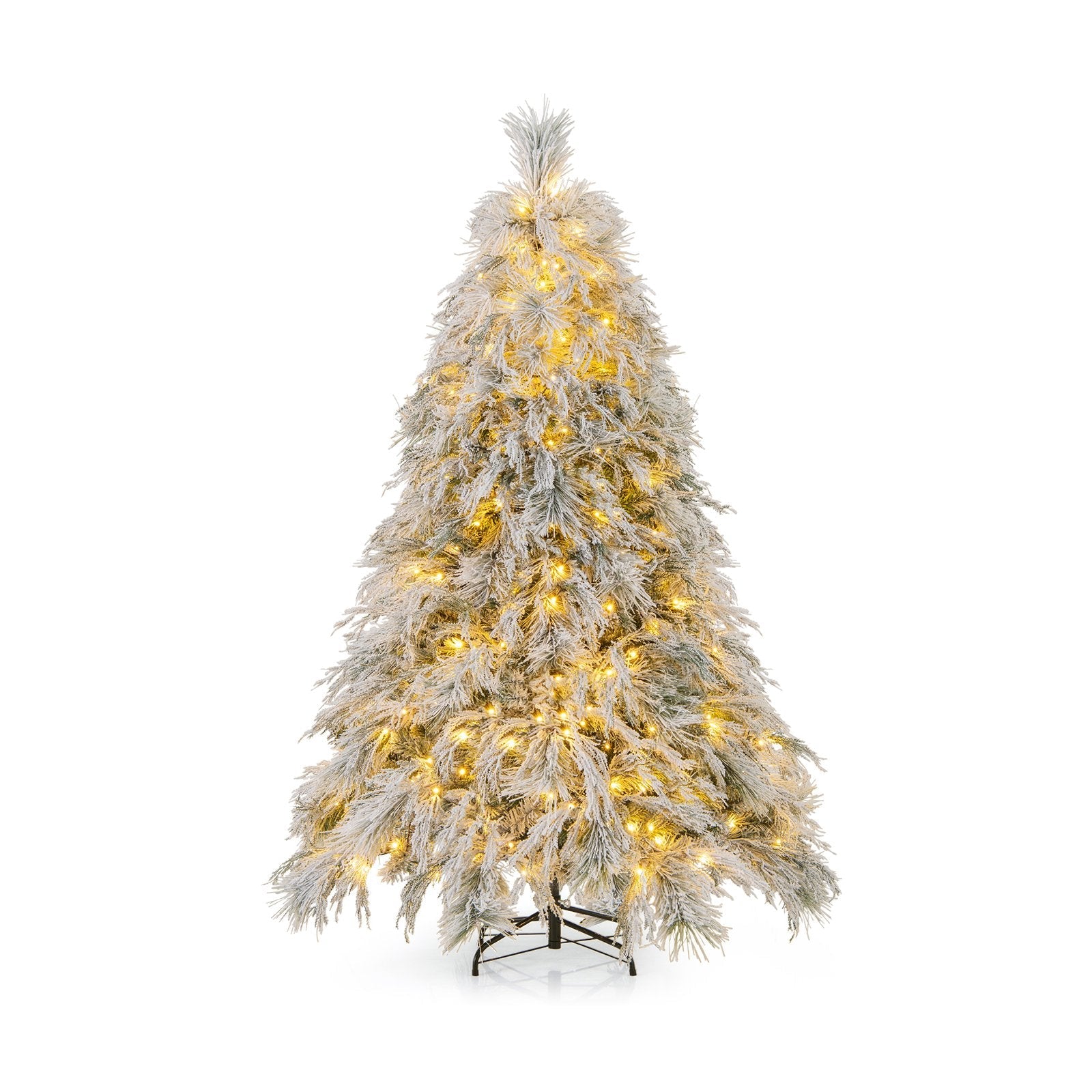 4.5/6/7 Feet Pre-Lit Snow Flocked Christmas Tree with Warm White LED Lights-4.5 ft