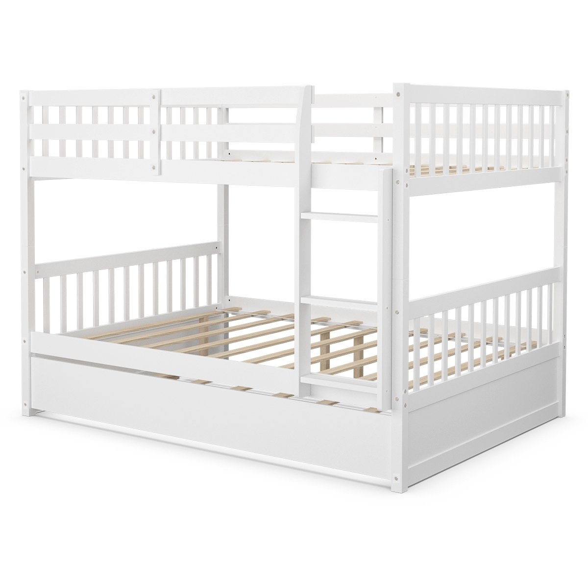Full over Full Bunk Bed Platform Wood Bed-Brown