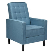 Mid-Century Push Back Recliner Chair-Blue