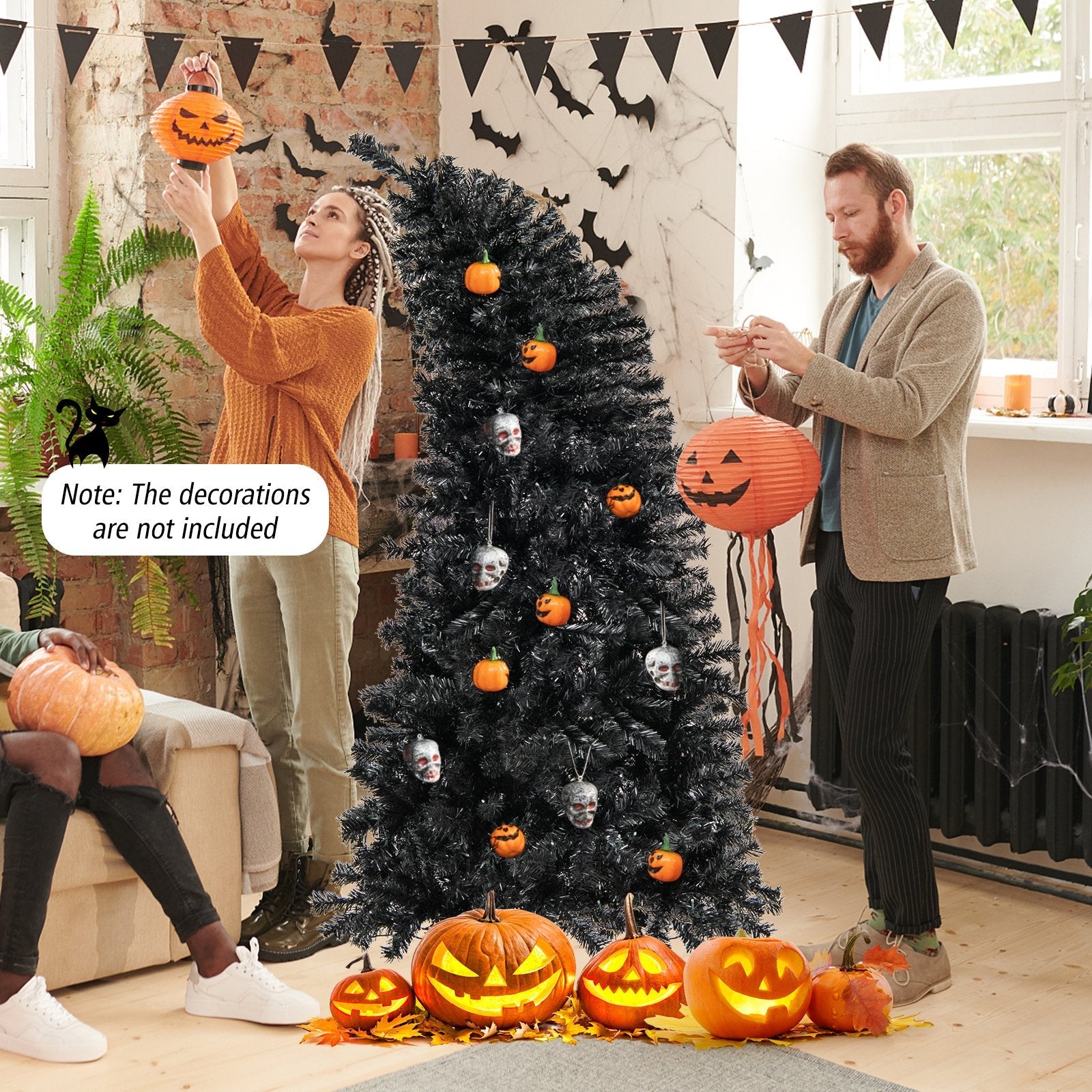 6/7 FT Artificial Christmas Tree with Bendable Top Section and Warm Light-7 ft