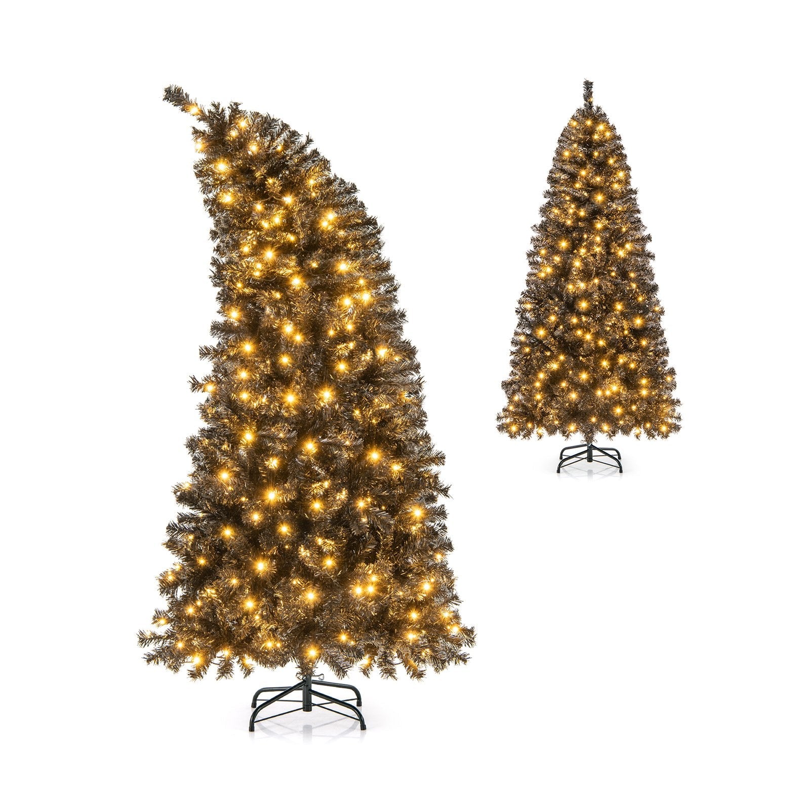 6/7 FT Artificial Christmas Tree with Bendable Top Section and Warm Light-7 ft