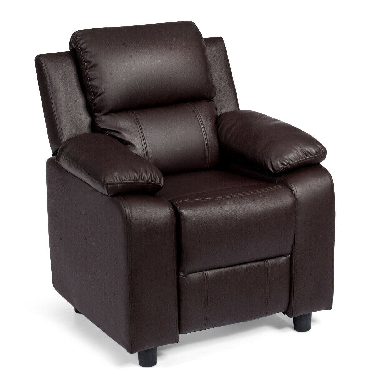 Kids Deluxe Headrest  Recliner Sofa Chair with Storage Arms-Black
