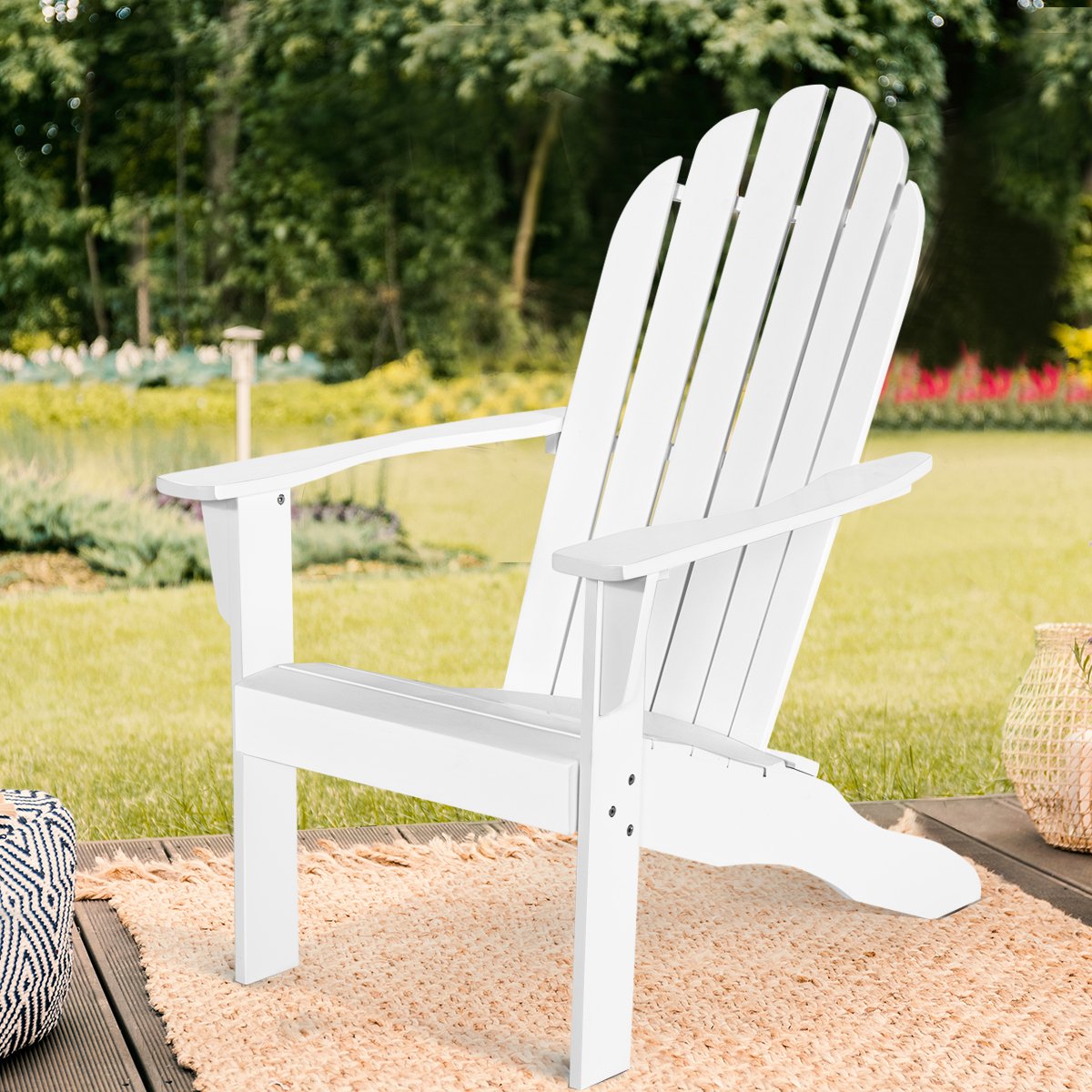 Acacia Wood Outdoor Adirondack Chair with Ergonomic Design-Gray