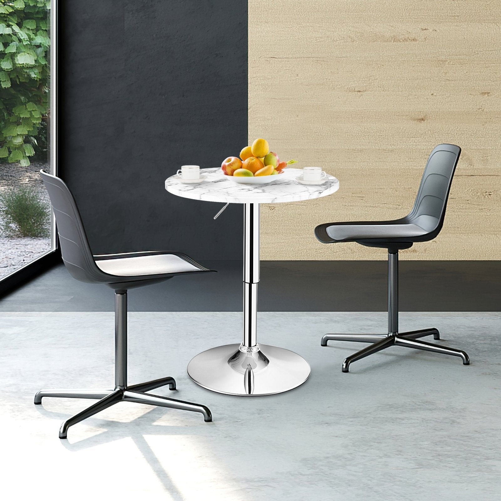 Round Height Adjustable Bistro Bar Table Black