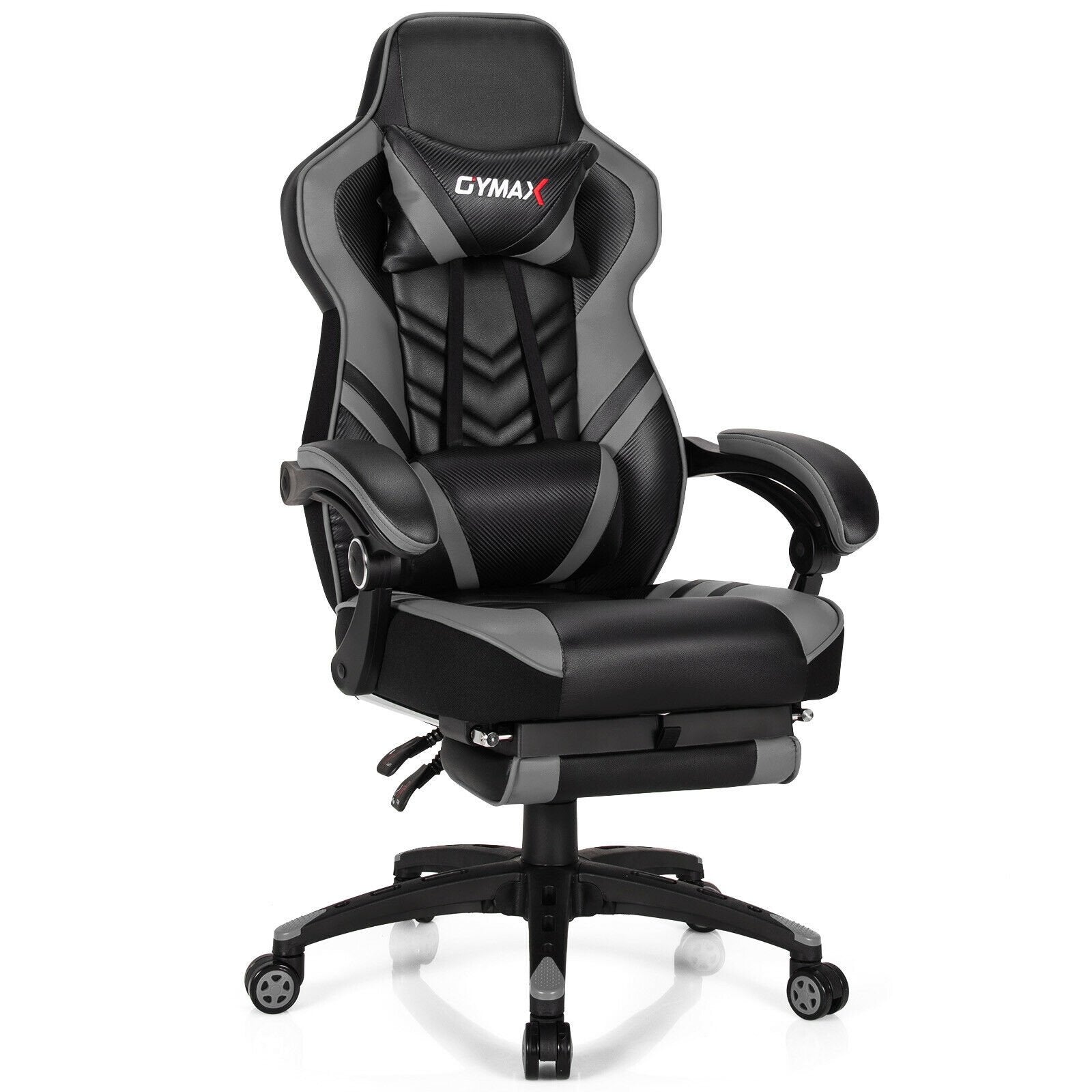Adjustable Gaming Chair with Footrest for Home Office-Black