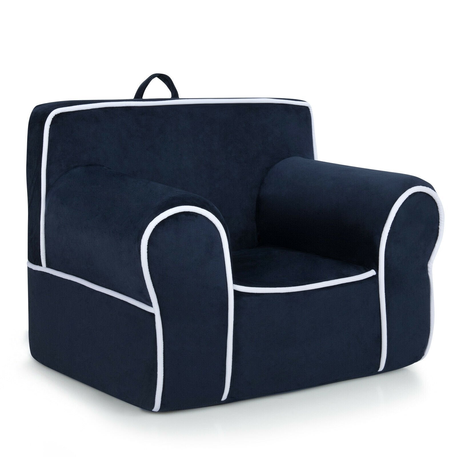 Upholstered Kids Sofa with Velvet Fabric and High-Quality Sponge-Blue