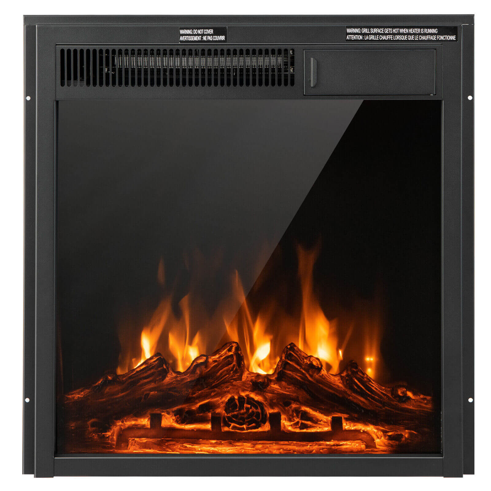 18/22.5 Inch Electric Fireplace Insert with 7-Level Adjustable Flame Brightness