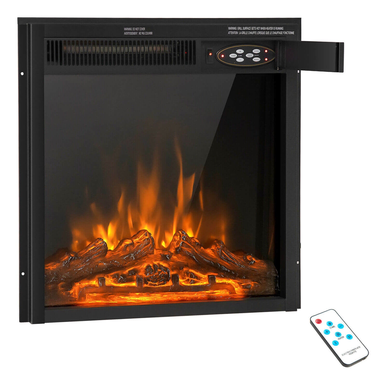 18/22.5 Inch Electric Fireplace Insert with 7-Level Adjustable Flame Brightness