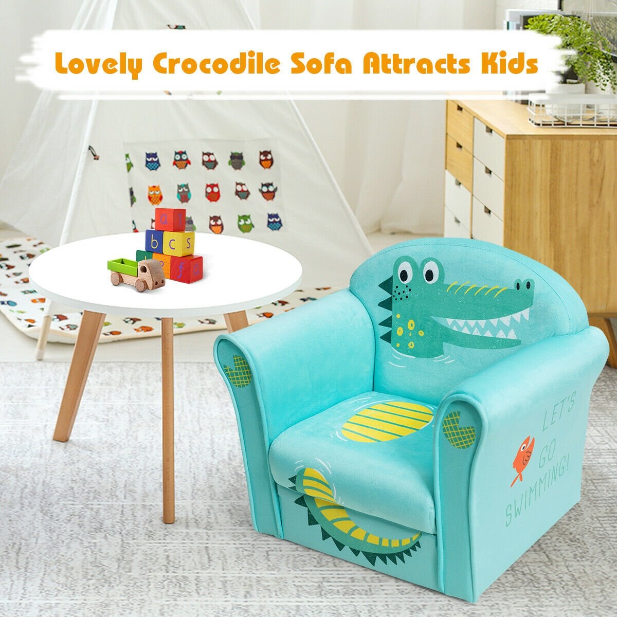 Kids Astronaut Armrest Upholstered Couch