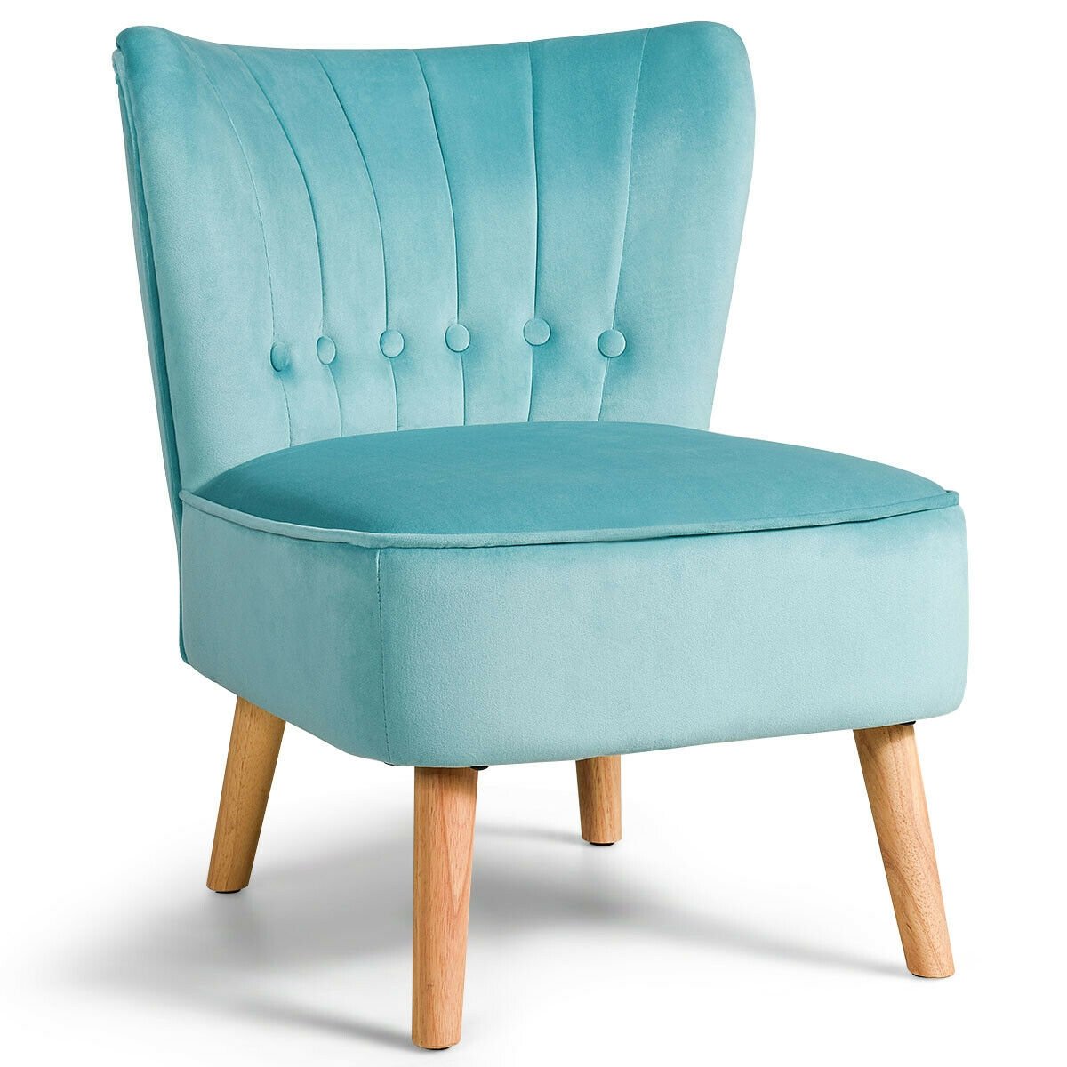 Armless Accent Chair Tufted Velvet Leisure Chair-Blue