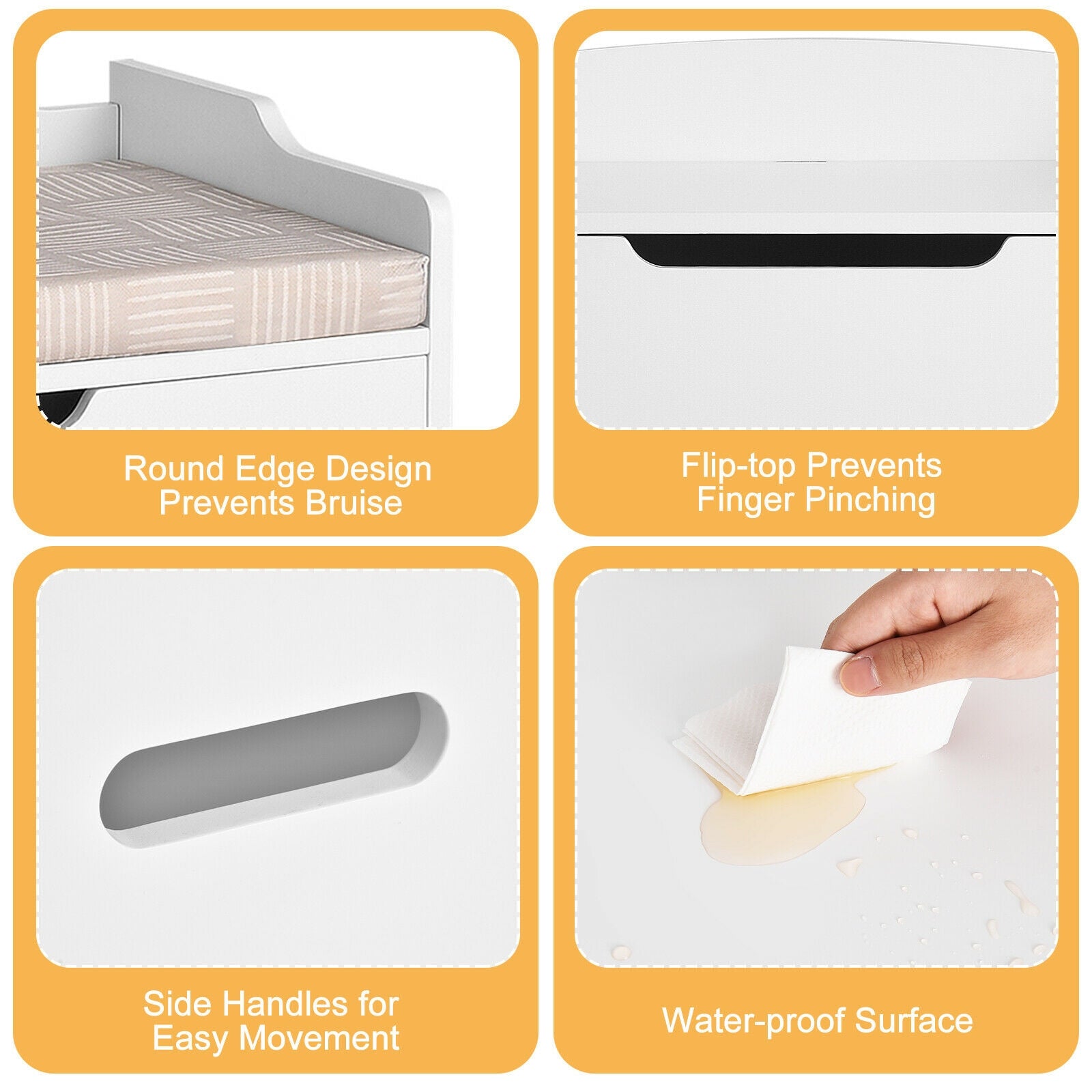 Kids Toy Wooden Flip-top Storage Box Chest Bench with Cushion Hinge-Brown