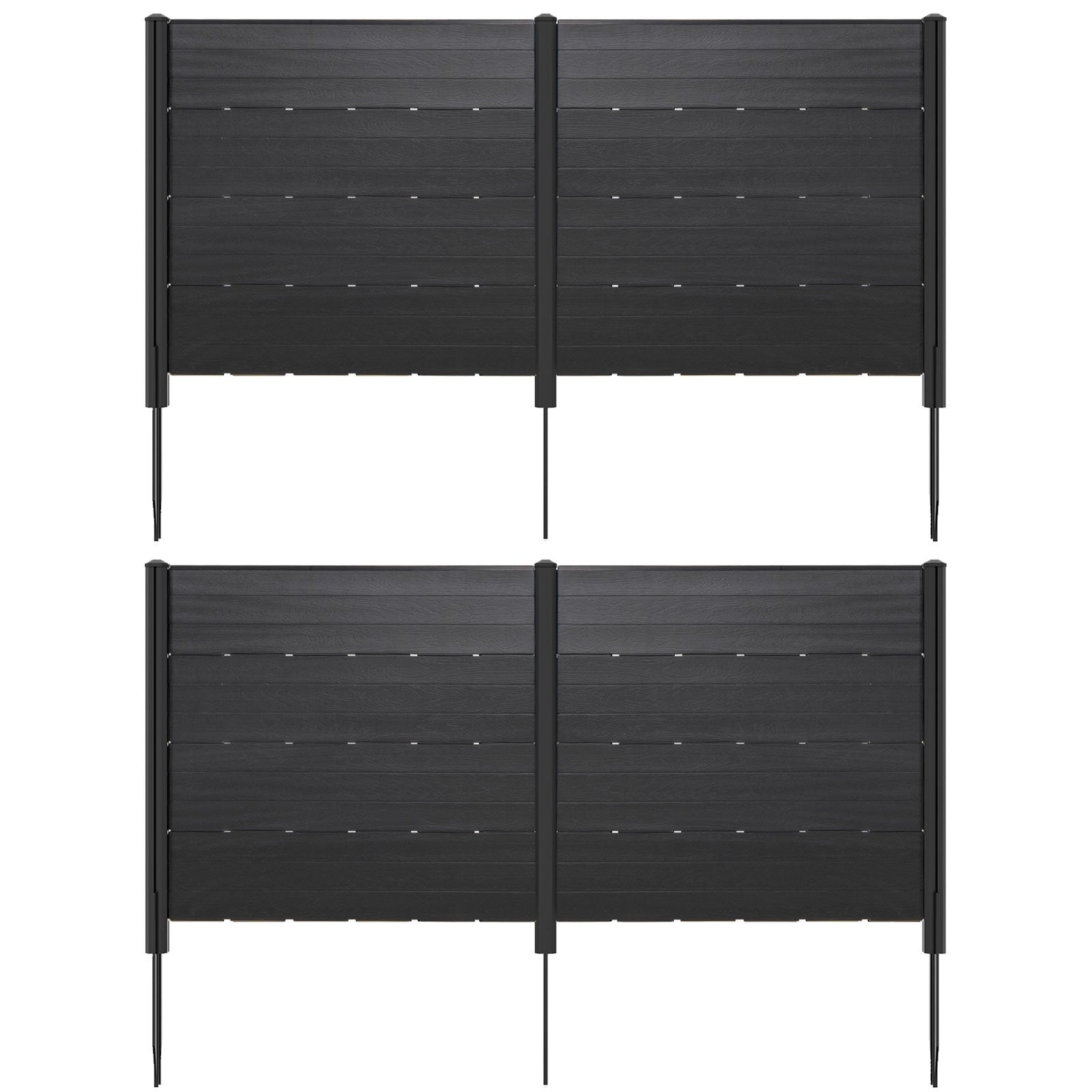 Outdoor Privacy Fence Screen with 5 Ground Stakes for Garden Yard Patio-Black