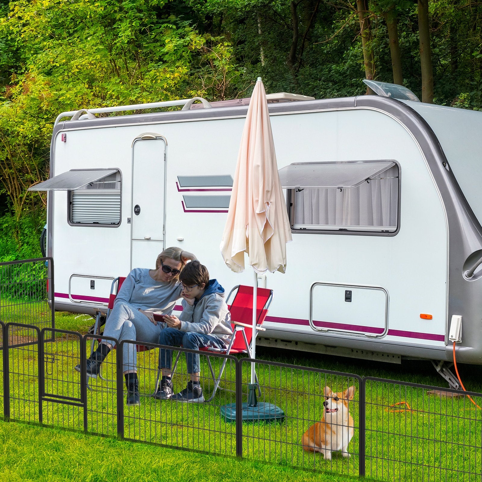 16 Panel 24/32/40 Inches Height Dog Playpen with Lock and Large Door-24 inches