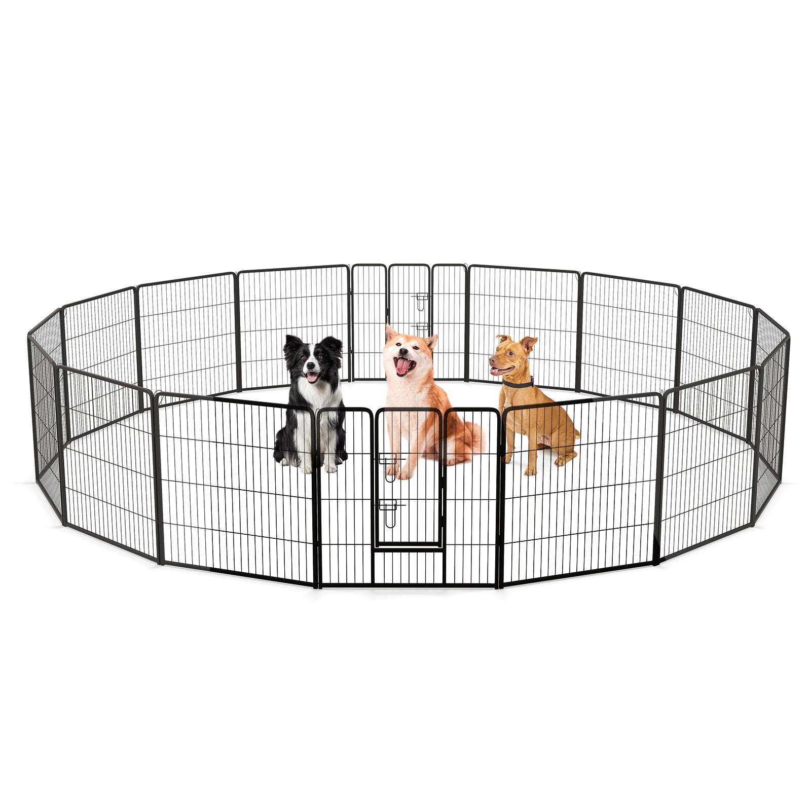 16 Panel 24/32/40 Inches Height Dog Playpen with Lock and Large Door-24 inches