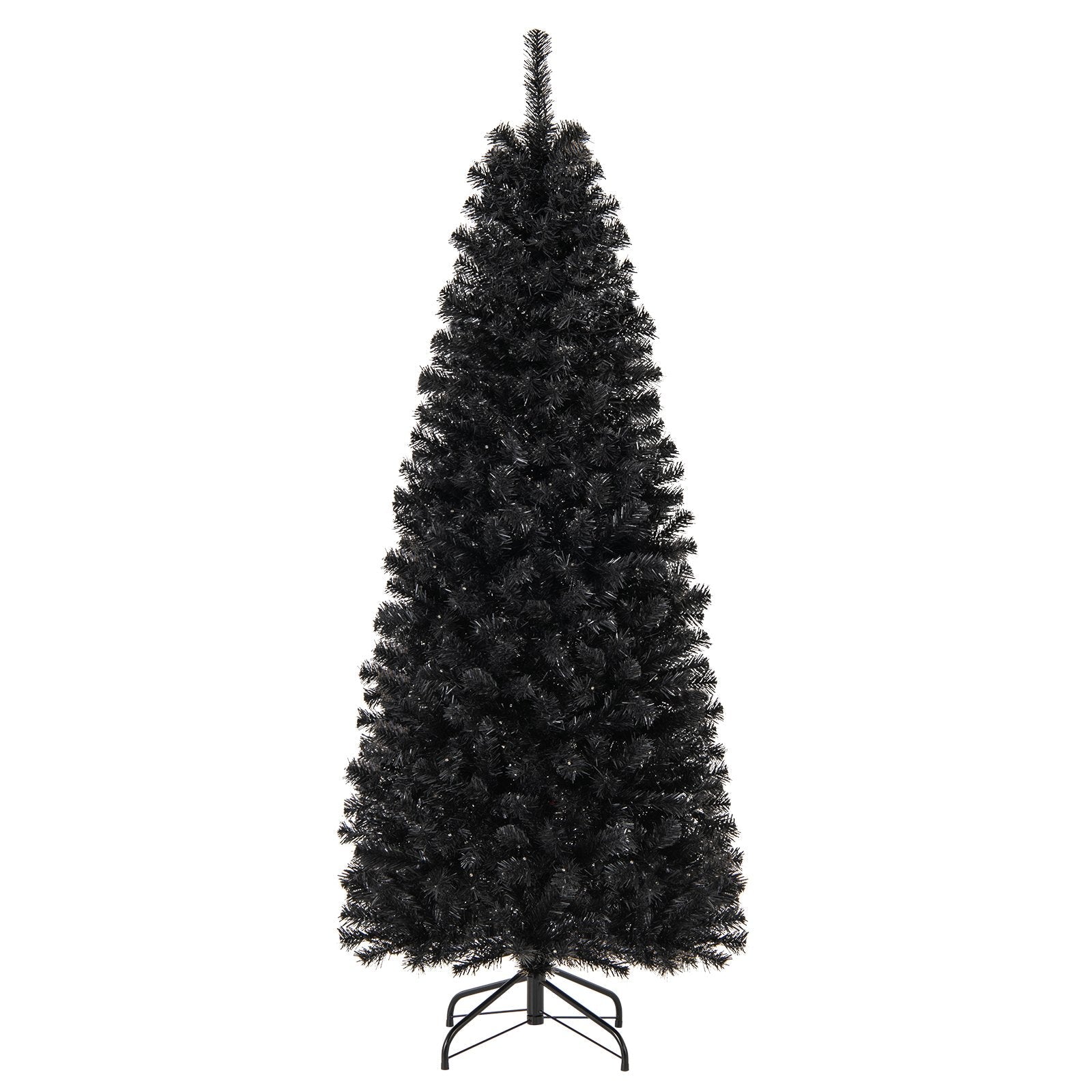 Pre-lit Christmas Halloween Tree with PVC Branch Tips and Warm White Lights-7'