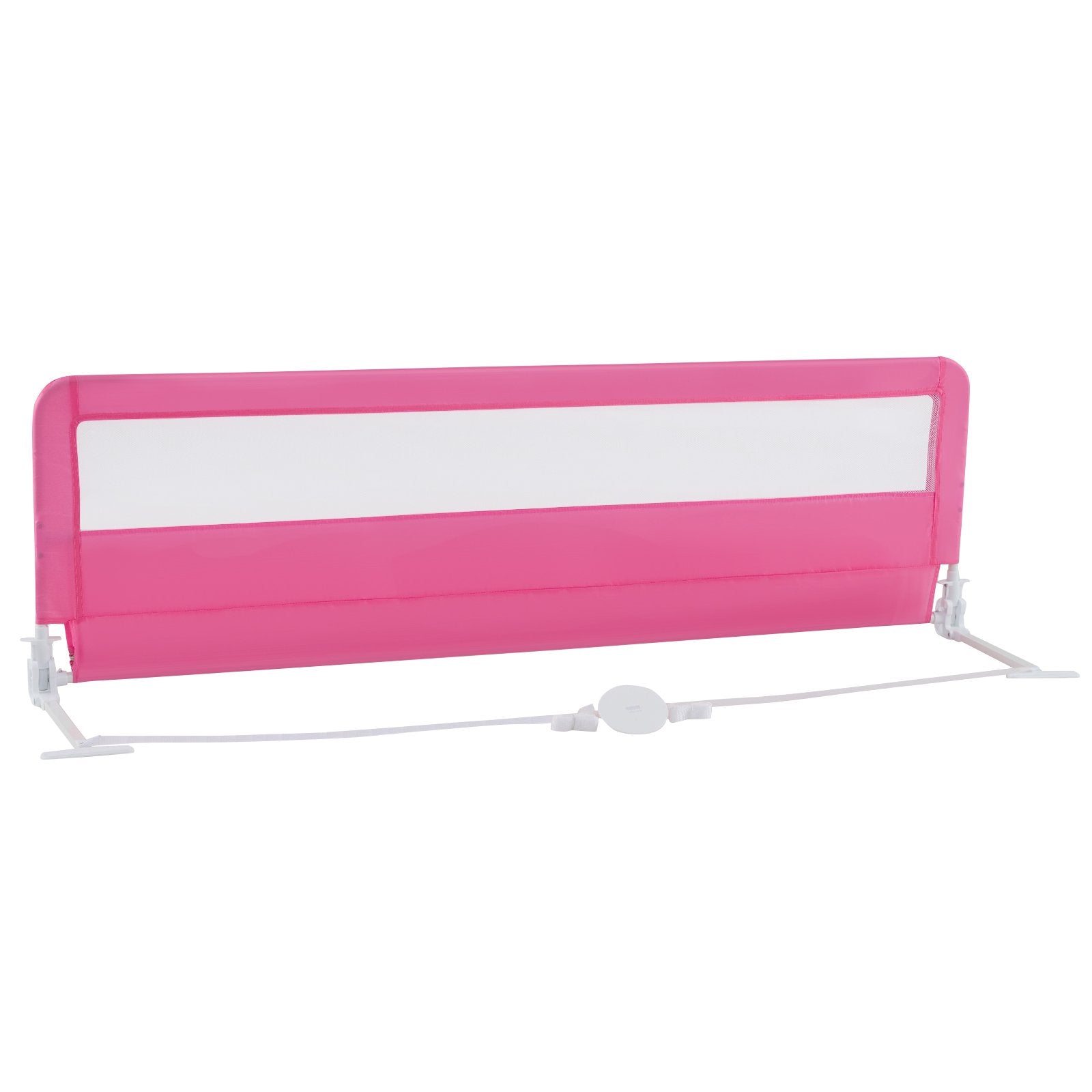 71 Inch Extra Long Swing Down Bed Guardrail with Safety Straps-Beige