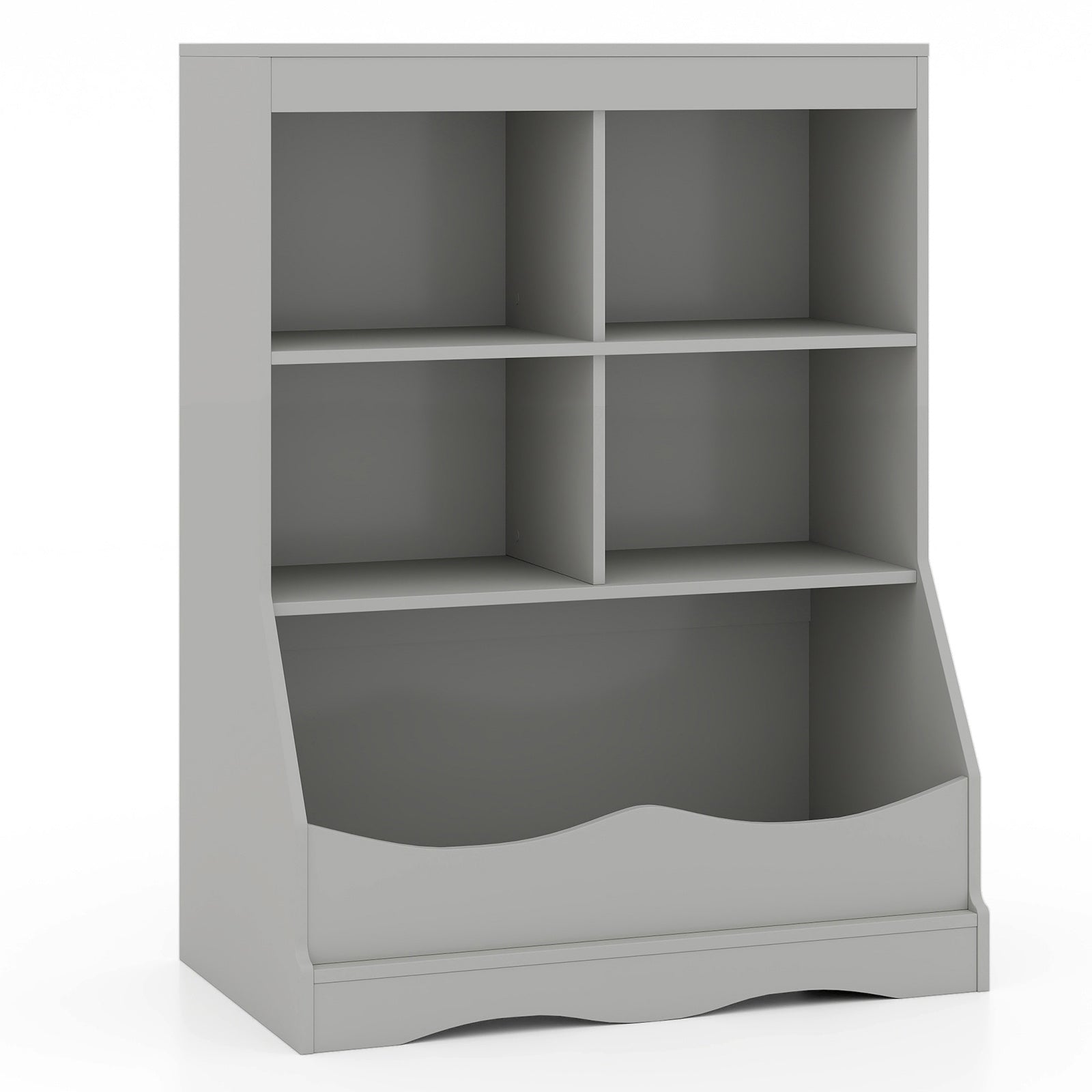 3-Tier Children's Multi-Functional Bookcase Toy Storage Bin Floor Cabinet-Gray