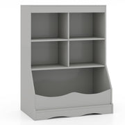 3-Tier Children's Multi-Functional Bookcase Toy Storage Bin Floor Cabinet-Gray