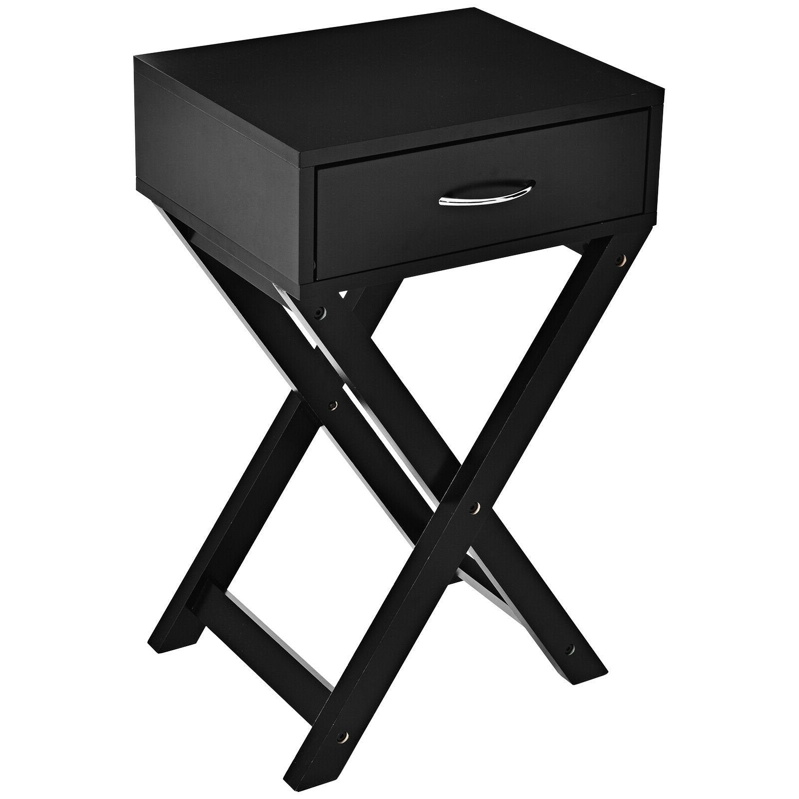 X-Shape Modern Accent Side End Table-Black