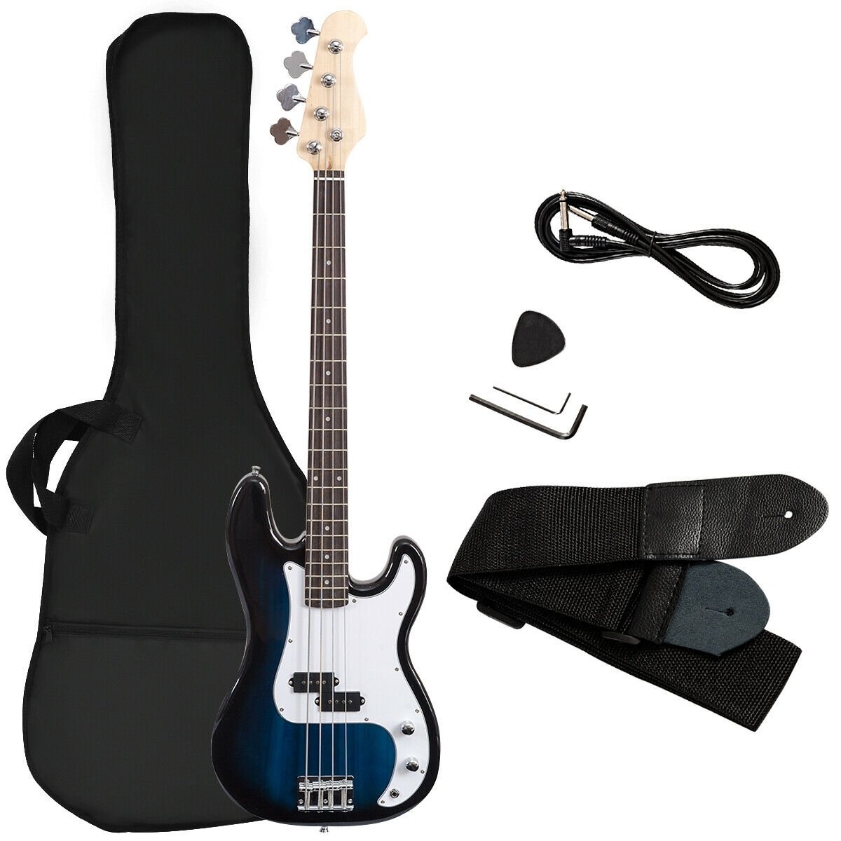 Full Size 4 String Electric Bass Guitar with Strap Bag-Black