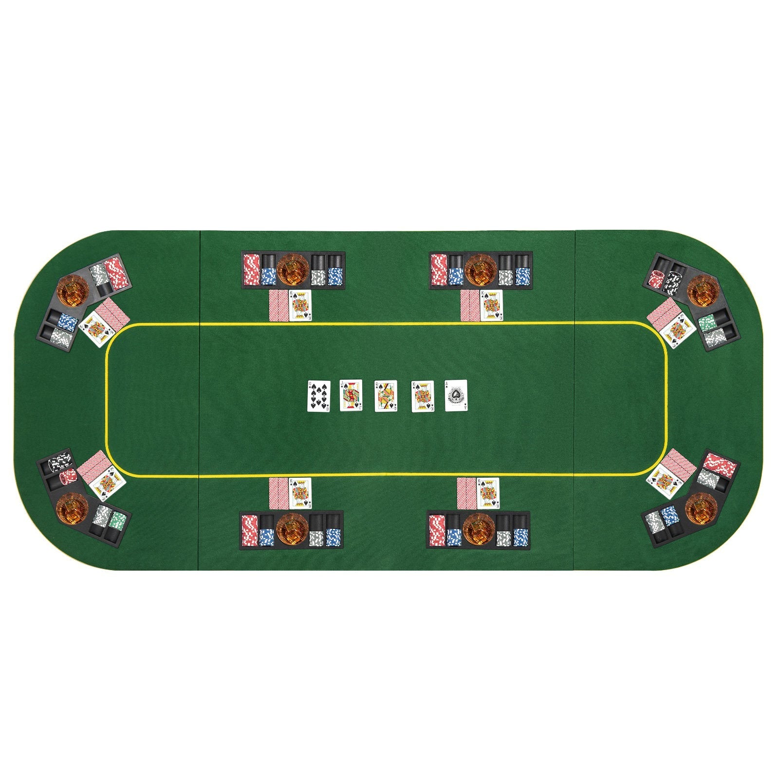 79 x 36 Inch 8-Player Foldable Poker Table Top with Carry Bag and Cup Holders