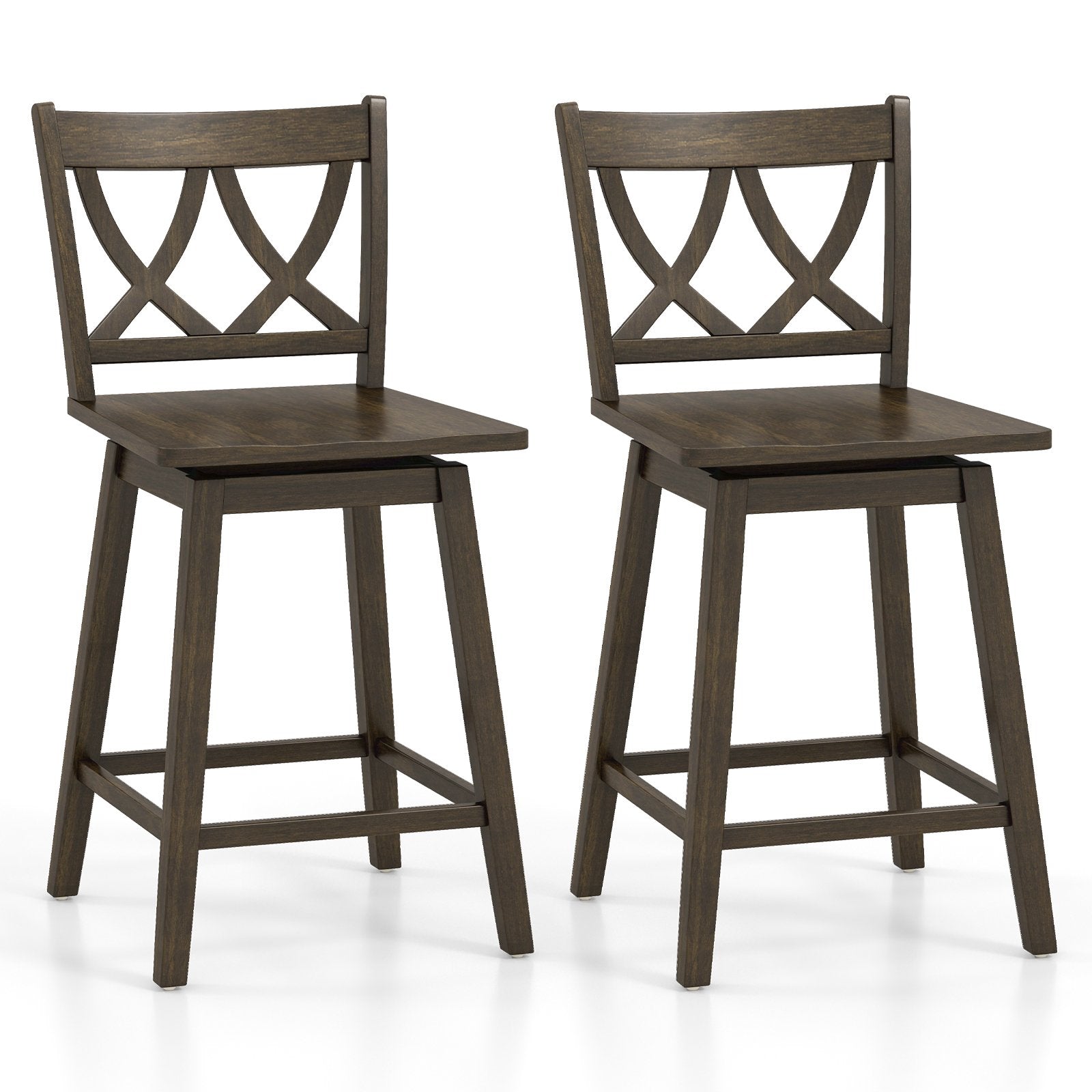 24/29 Inch Bar Stool Set of 2 Wooden Bar Chairs with Rubber Wood Frame-29 inches