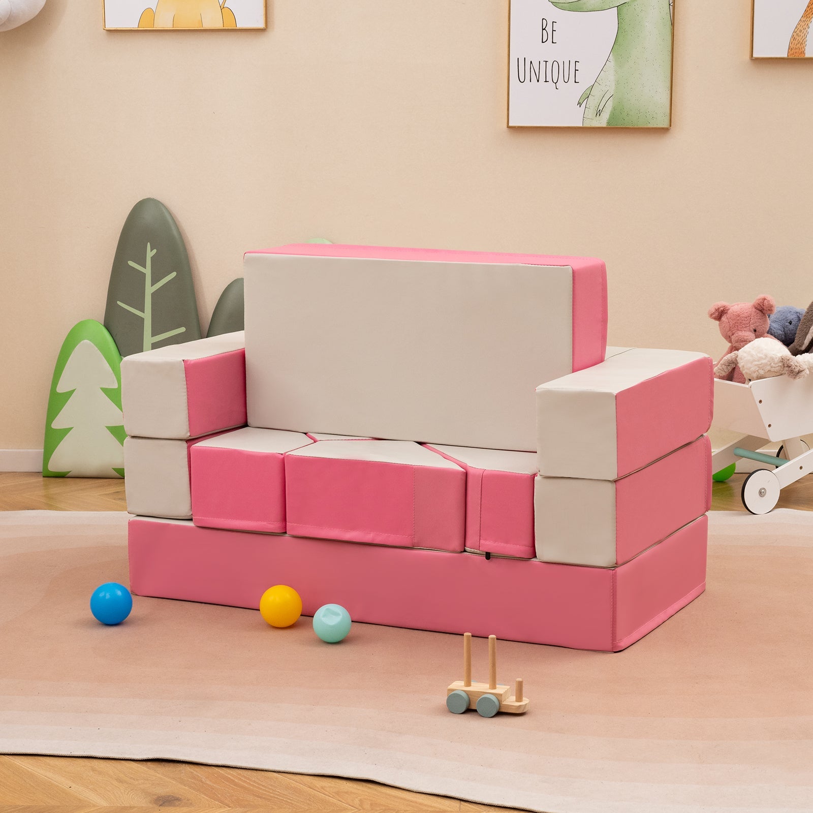 4-in-1 Crawl Climb Foam Shapes Toddler Kids Playset-Blue