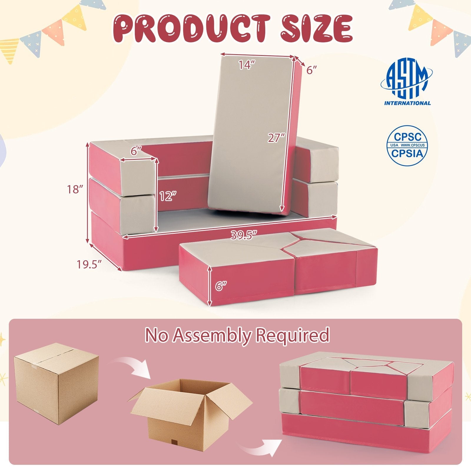 4-in-1 Crawl Climb Foam Shapes Toddler Kids Playset-Blue