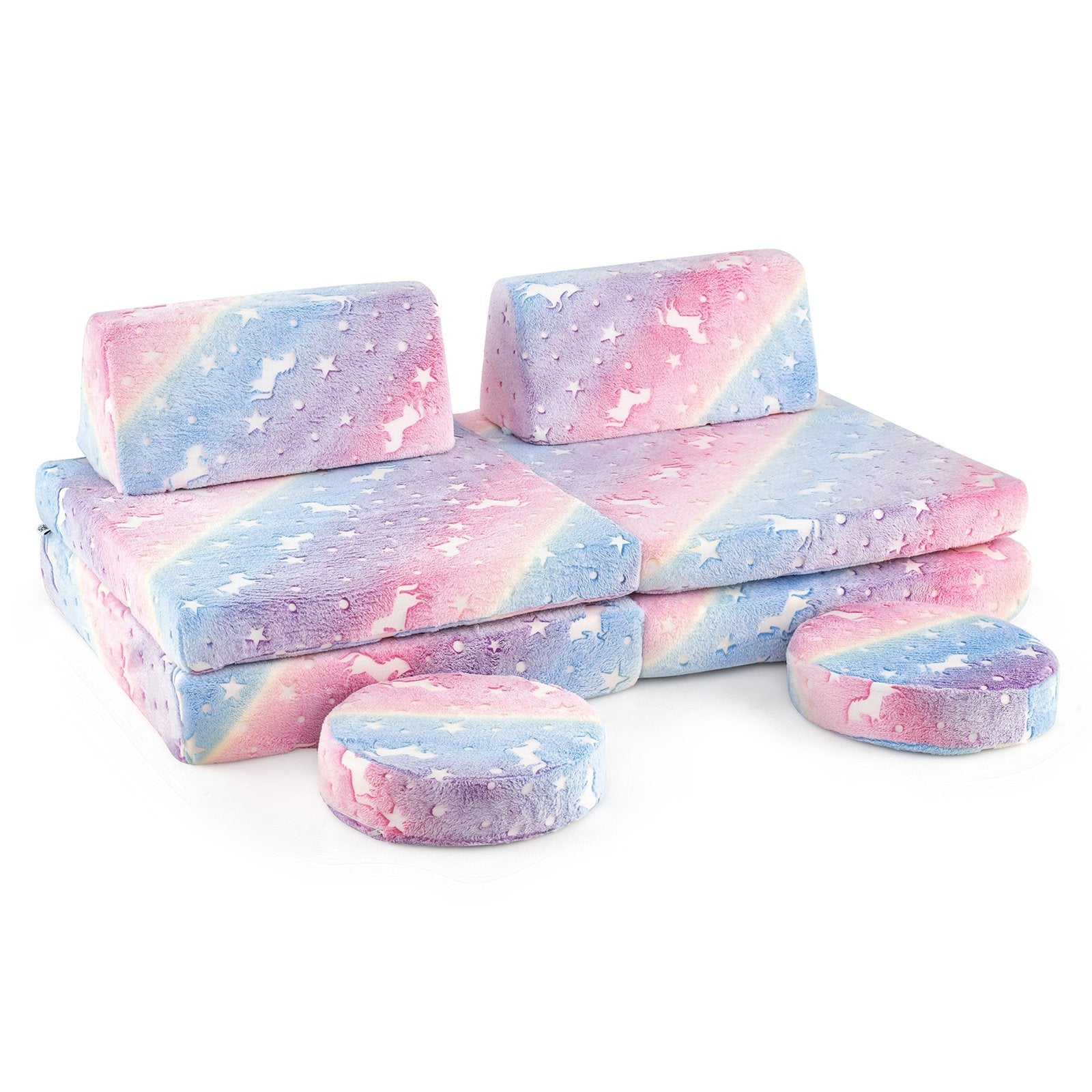 Modular Kids Play Couch Set Glow in the Dark with Portable Handles-Color