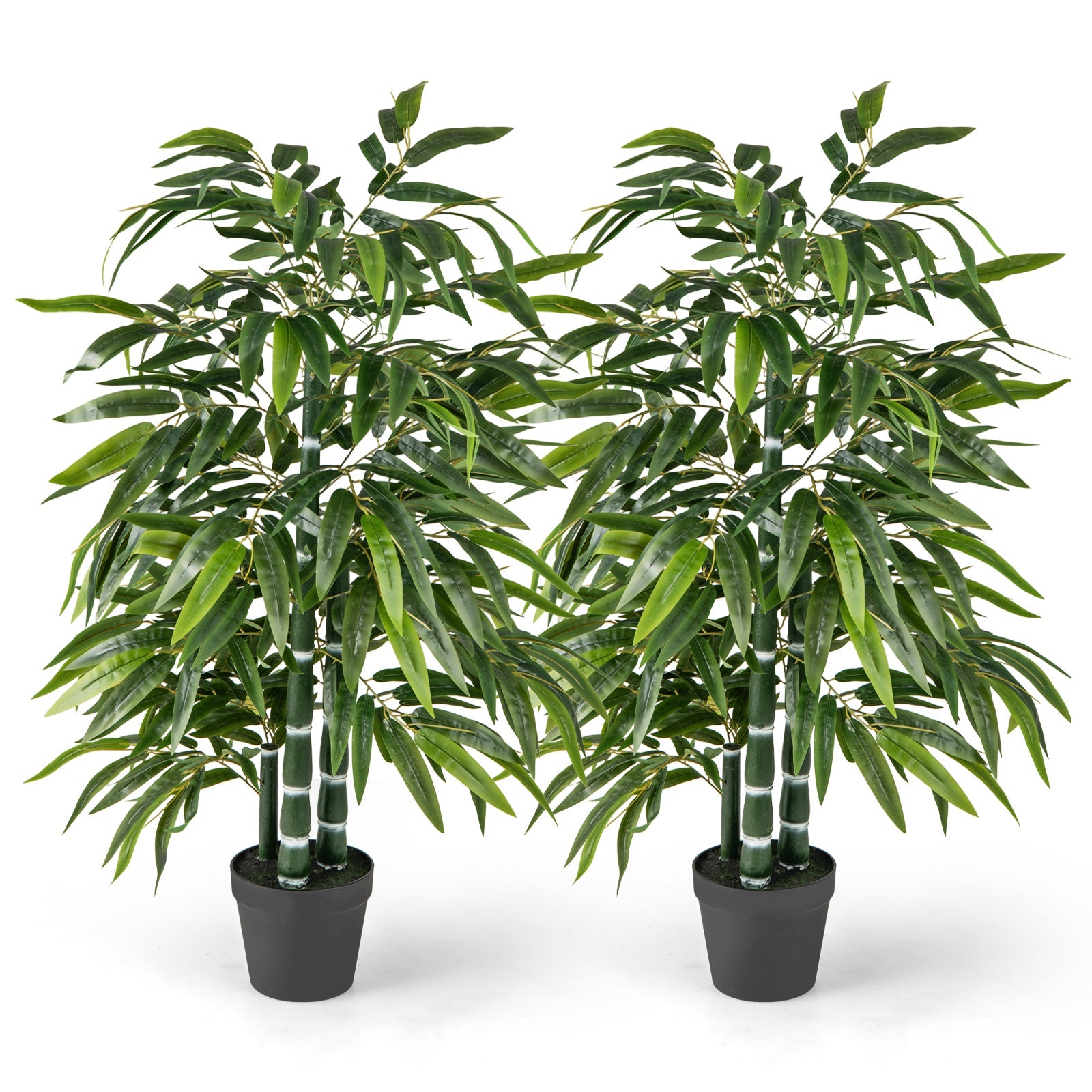 2 Pack Fake Bamboo Leave Tree with 3 PE Bamboo Trunk-Green