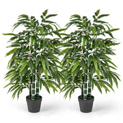 2 Pack Fake Bamboo Leave Tree with 3 PE Bamboo Trunk-Green