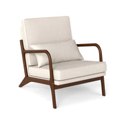 Modern Accent Chair with Rubber Wood Armrests and Removable Back-Beige