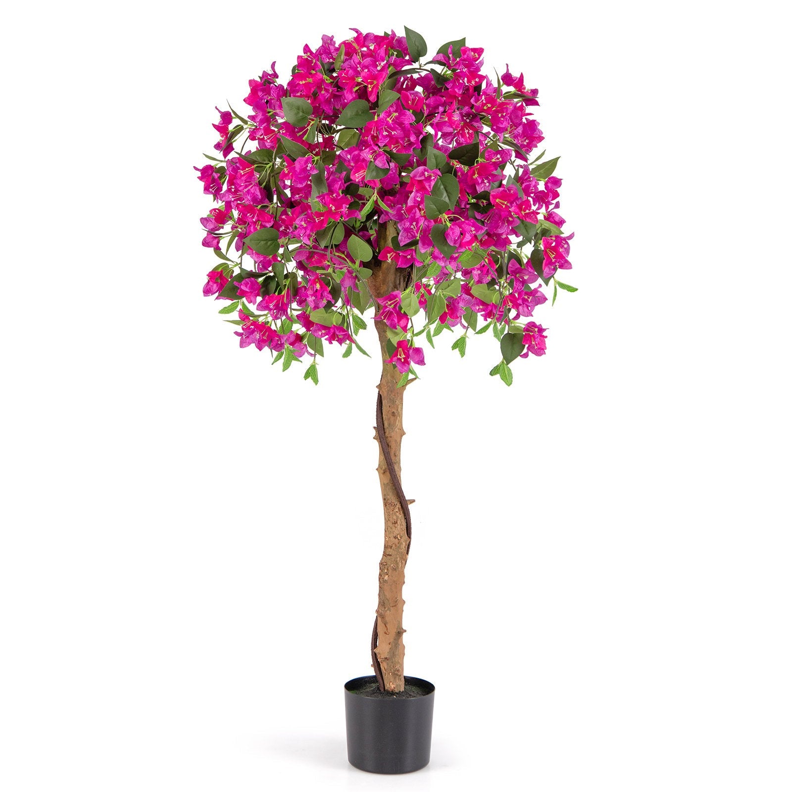 4.5 Feet Artificial Azalea Tree with Cement Pot-Purple