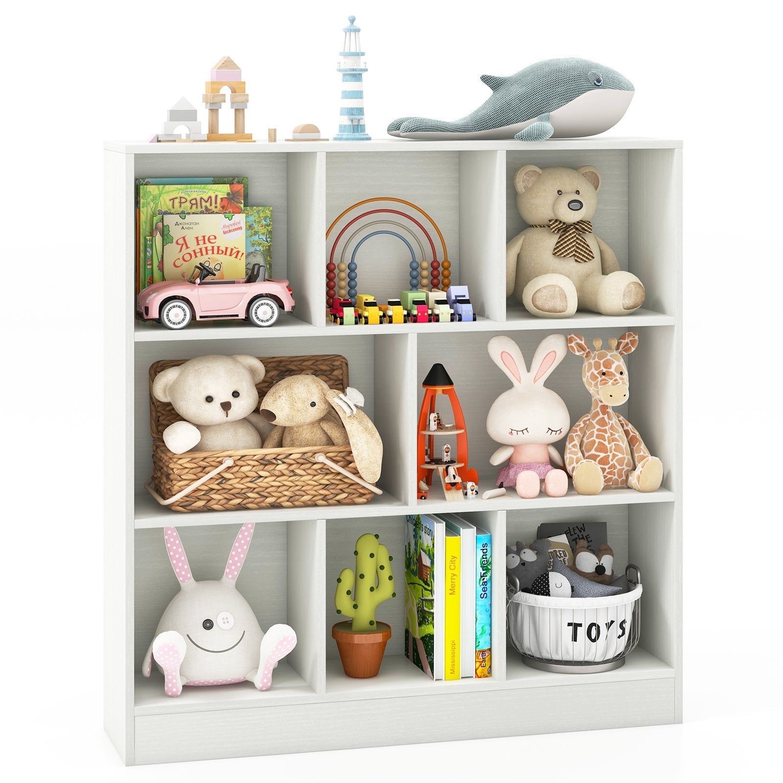 41 Inches 8-Cube Freestanding Bookcase for Kids-Natural